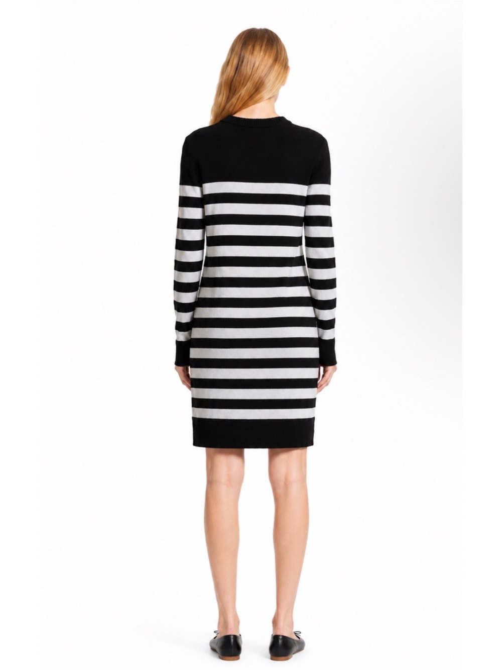 Rag & Bone Taylor Merino Wool Striped Dress in Black and Creamy White - Picture 3 of 8